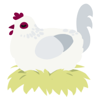 A white and mist chicken with a neck-speckle pattern