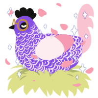 Quincy, a blurple and rose chicken with a double-lace pattern