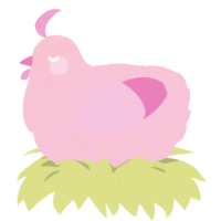 LallyPartner, a rose and pink chicken with a double-lace pattern