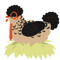 Gekko, a beige and sable chicken with a half-lace pattern