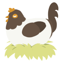 Caramel drizzle, a white and bark chicken with a head pattern