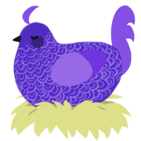 A indigo and blurple chicken with a double-lace pattern