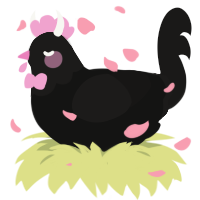A black and sable chicken with a head pattern