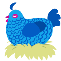 4200 Sky, a sky and ultramarine chicken with a lace pattern