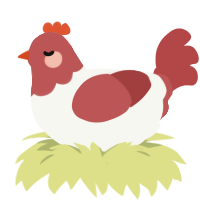 A white and red chicken with a head pattern
