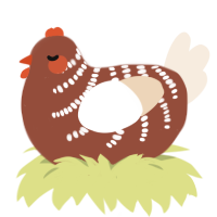 A russet and cream chicken with a half-bar pattern