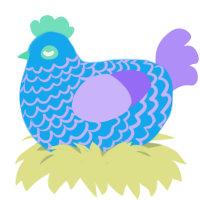 A sky and lilac chicken with a lace pattern