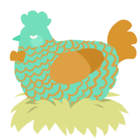 xyx mint, a mint and orange chicken with a lace pattern