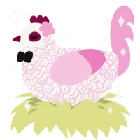 A white and pink chicken with a double-lace pattern