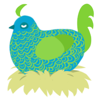 Slimewave, a cerulean and grass chicken with a double-lace pattern
