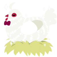 A white chicken with a bar pattern