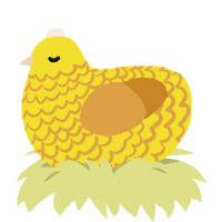 Cornbread, a yellow and orange chicken with a lace pattern