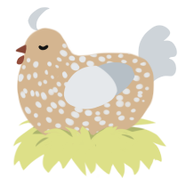 Shake, a beige and mist chicken with a speckle pattern