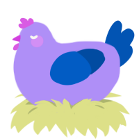 Amethys7, a lilac and ultramarine chicken
