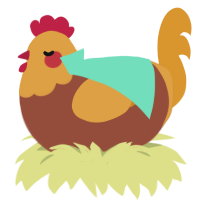 harold fudge III, a russet and orange chicken with a head pattern