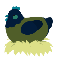 A olive and tumblr chicken with a head pattern