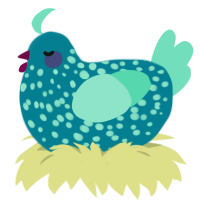 (unnamed), a sea and mint chicken with a speckle pattern