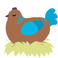 A brown and cerulean chicken with a neck-band pattern