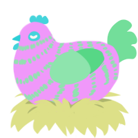 Hara, a lavender and spring chicken with a bar pattern