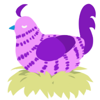 A lavender and violet chicken with a bar pattern