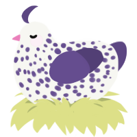 A white and overcast chicken with a speckle pattern