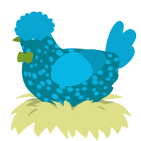 A sea and cerulean chicken with a speckle pattern