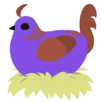 Saltibarsciai, a blurple and russet chicken with a neck-speckle pattern