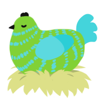 Pandoravirus, a grass and aqua chicken with a bar pattern