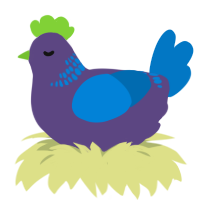 A overcast and sapphire chicken with a neck-band pattern