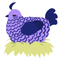 heheheheehehehehe, a lilac and navy chicken with a lace pattern