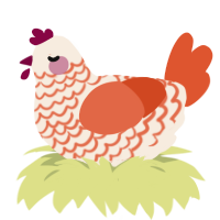 (unnamed), a cream and vermilion chicken with a lace pattern