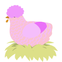 Rosy, a rose and lavender chicken with a lace pattern