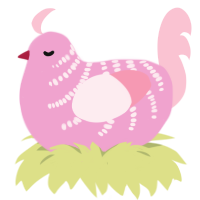 Soap Bar, a pink and rose chicken with a half-bar pattern