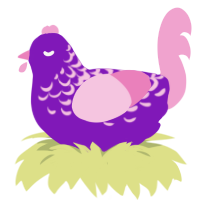 Too nice nice, a violet and pink chicken with a half-lace pattern