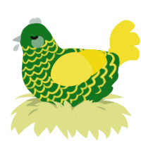 Uranium, a leaf and yellow chicken with a lace pattern