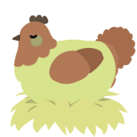 Maple, a lemon and brown chicken with a head pattern