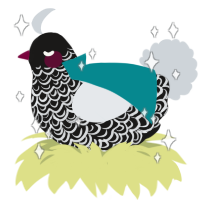 Milady, a sable and mist chicken with a double-lace pattern