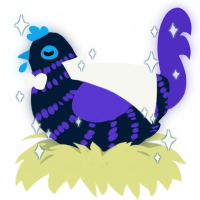 A tumblr and indigo chicken with a bar pattern