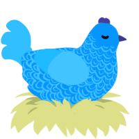 A cerulean and aqua chicken with a double-lace pattern
