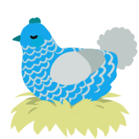 A sky and silver chicken with a lace pattern