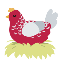 A crimson and mist chicken with a half-lace pattern
