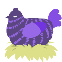 oveecast, a overcast and blurple chicken with a bar pattern