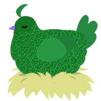 Lettuce, a leaf and viridian chicken with a double-lace pattern