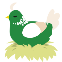 Mallard, a viridian and cream chicken with a neck-speckle pattern