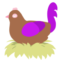 A brown and amethyst chicken