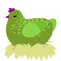 A chartreuse and grass chicken with a half-lace pattern
