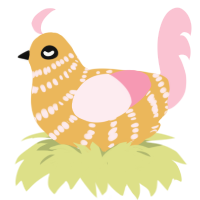 Neapolitan, a honey and rose chicken with a bar pattern