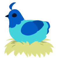 Sensa, a aqua and ultramarine chicken with a head pattern