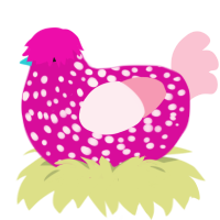 (unnamed), a fuchsia and rose chicken with a speckle pattern