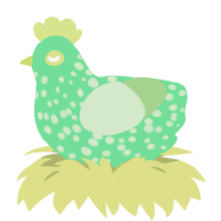 Dapple, a spring and gluppy chicken with a speckle pattern